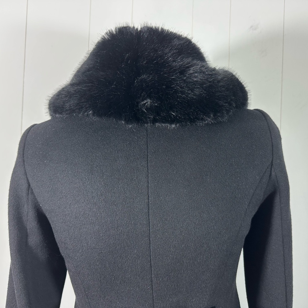 Lauren Ralph Lauren Sz8 Black Wool Blend Faux Fur Collar Walker Coat StyleLR2533 - Picture 8 of 16